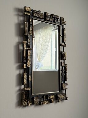 Vintage c1974 Syroco Dart MCM Post Atomic Age Brutalist Mirror 17x29" MCMLXXIV